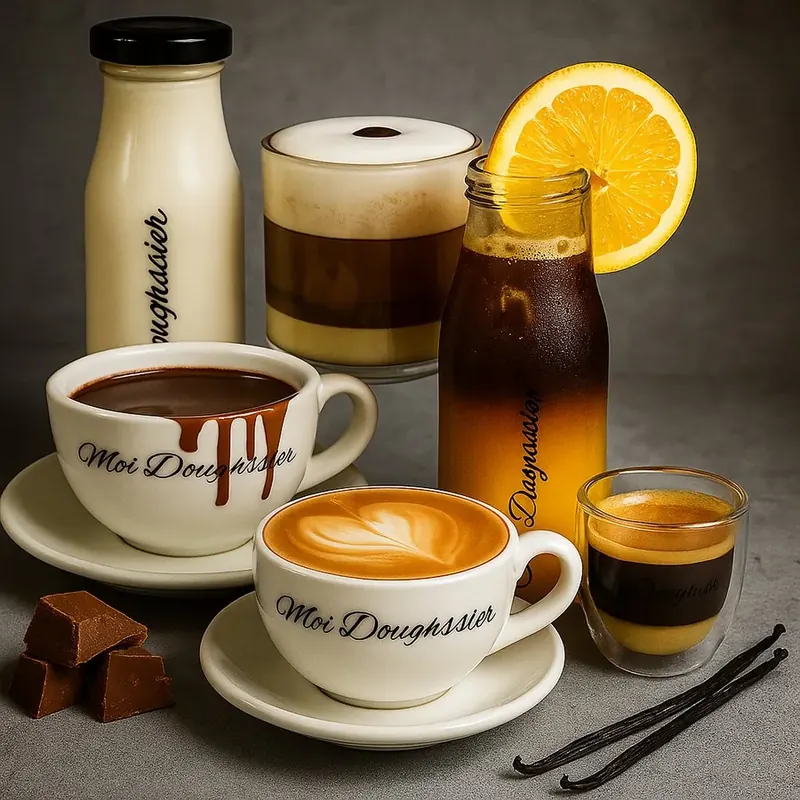 Moi Doughssier branded coffee and beverage spread